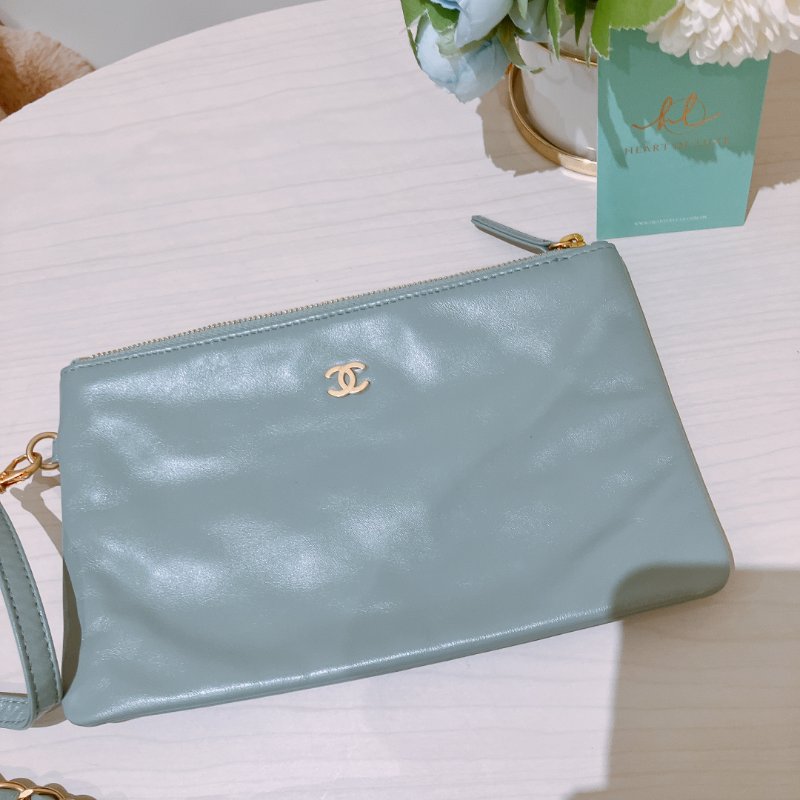 TK2056 Chanel 香奈兒22系列中號單肩包包 Shiny Quilted 22 Medium Calfskin Haze Blue X GHW-38