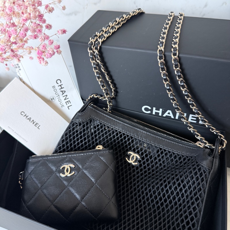 CHANEL✨26S 漁網包鏈條包腋下包 含零錢包卡包 台灣購證 不含皮克敏kitty😆-2