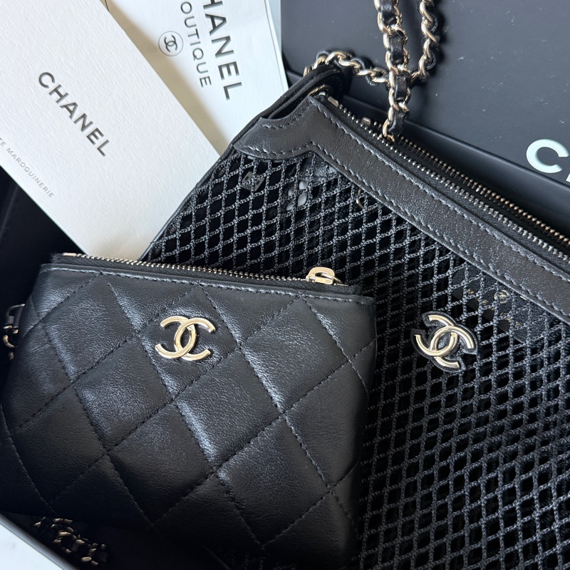 CHANEL✨26S 漁網包鏈條包腋下包 含零錢包卡包 台灣購證 不含皮克敏kitty😆-4