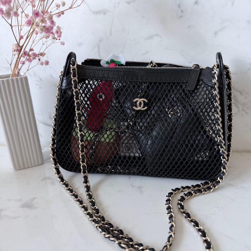 CHANEL✨26S 漁網包鏈條包腋下包 含零錢包卡包 台灣購證 不含皮克敏kitty😆-12