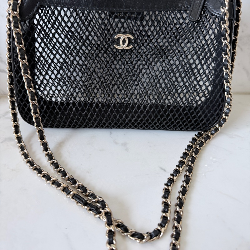 CHANEL✨26S 漁網包鏈條包腋下包 含零錢包卡包 台灣購證 不含皮克敏kitty😆-20