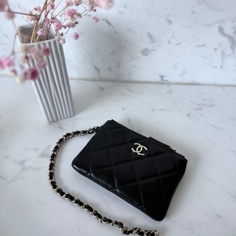 CHANEL✨26S 漁網包鏈條包腋下包 含零錢包卡包 台灣購證 不含皮克敏kitty😆-42
