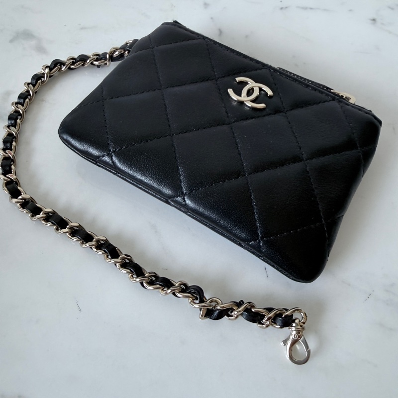 CHANEL✨26S 漁網包鏈條包腋下包 含零錢包卡包 台灣購證 不含皮克敏kitty😆-43