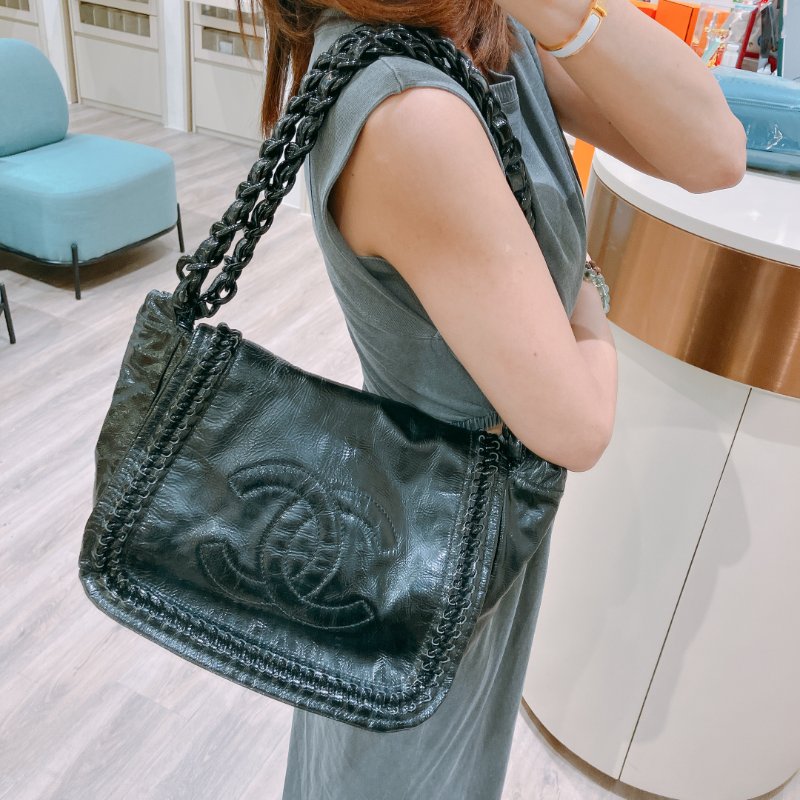TK2057 Chanel 香奈兒CC字單肩包包 Luxe Ligne Chain Flap Bag Calfskin Black-1