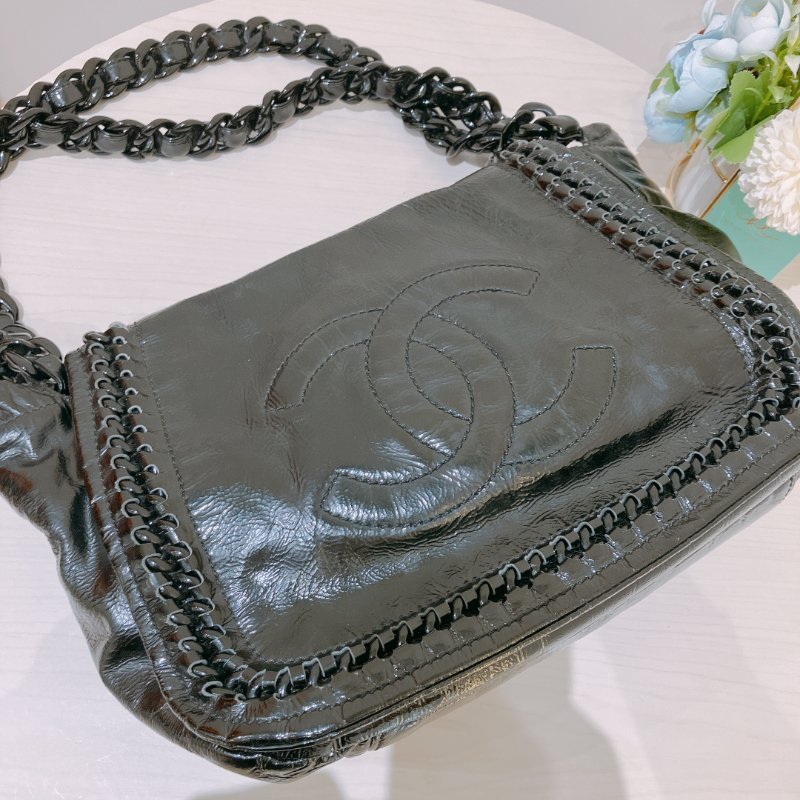 TK2057 Chanel 香奈兒CC字單肩包包 Luxe Ligne Chain Flap Bag Calfskin Black-13