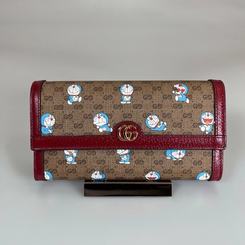 GUCCI 647786 老花多啦A夢扣式掀蓋長夾