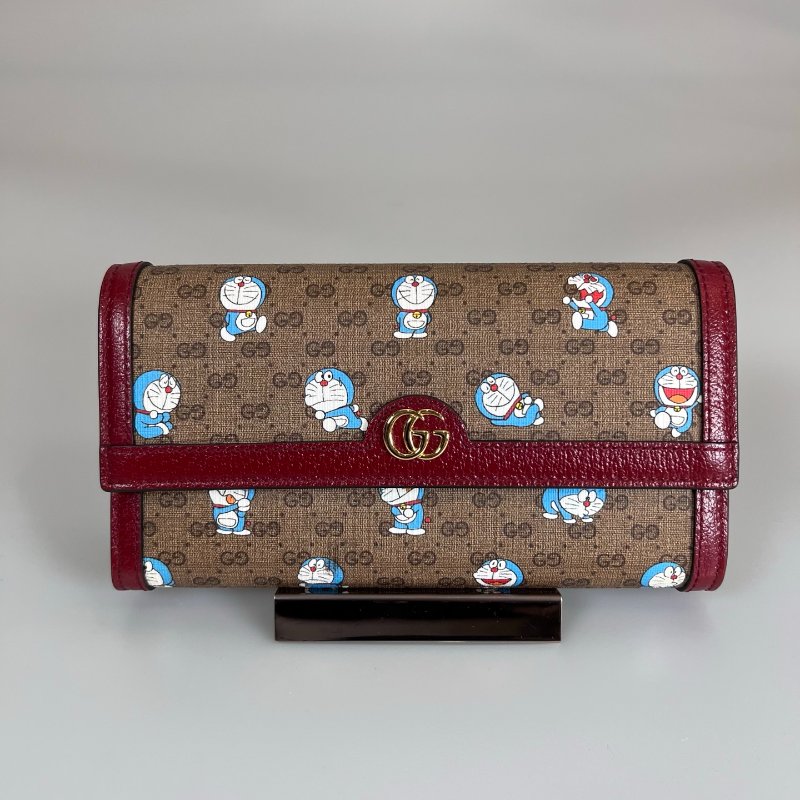 GUCCI 647786 老花多啦A夢扣式掀蓋長夾-0
