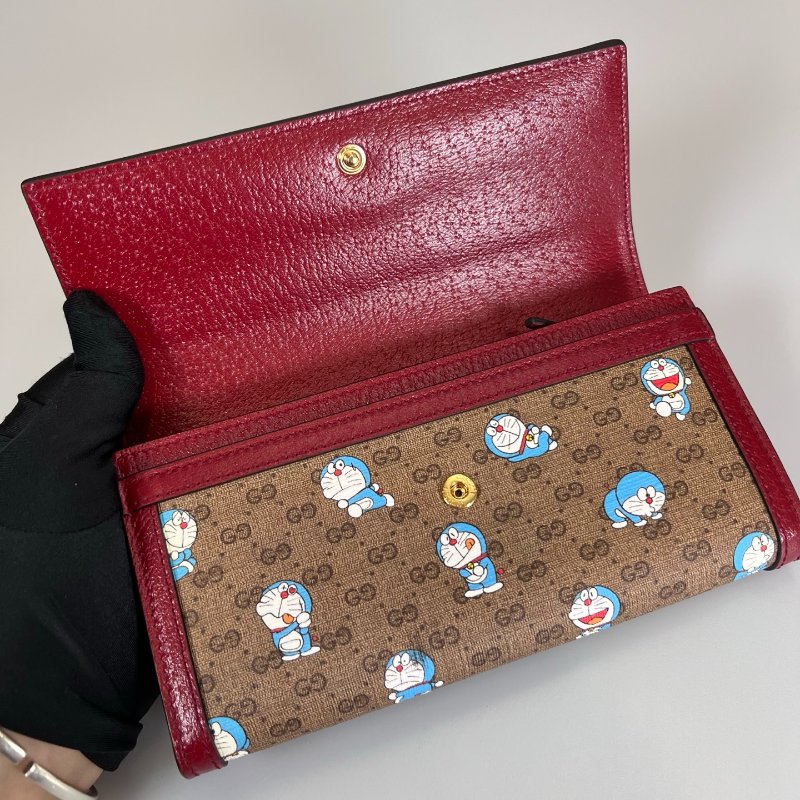 GUCCI 647786 老花多啦A夢扣式掀蓋長夾-4