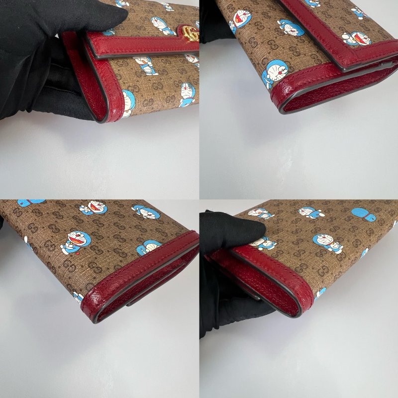 GUCCI 647786 老花多啦A夢扣式掀蓋長夾-9