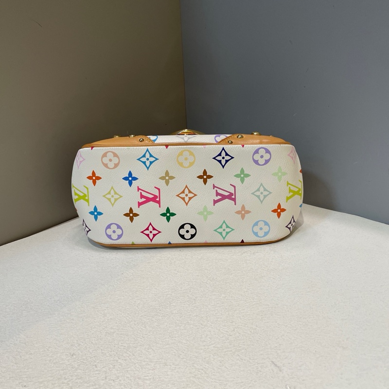 Lv/路易威登 中古白三彩夢露手提單肩包-4