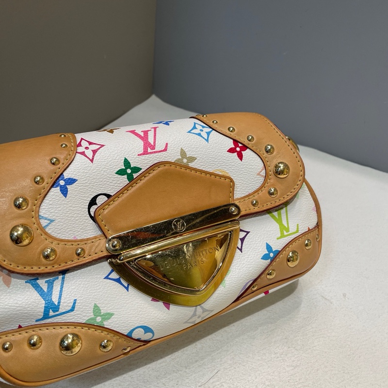 Lv/路易威登 中古白三彩夢露手提單肩包-6