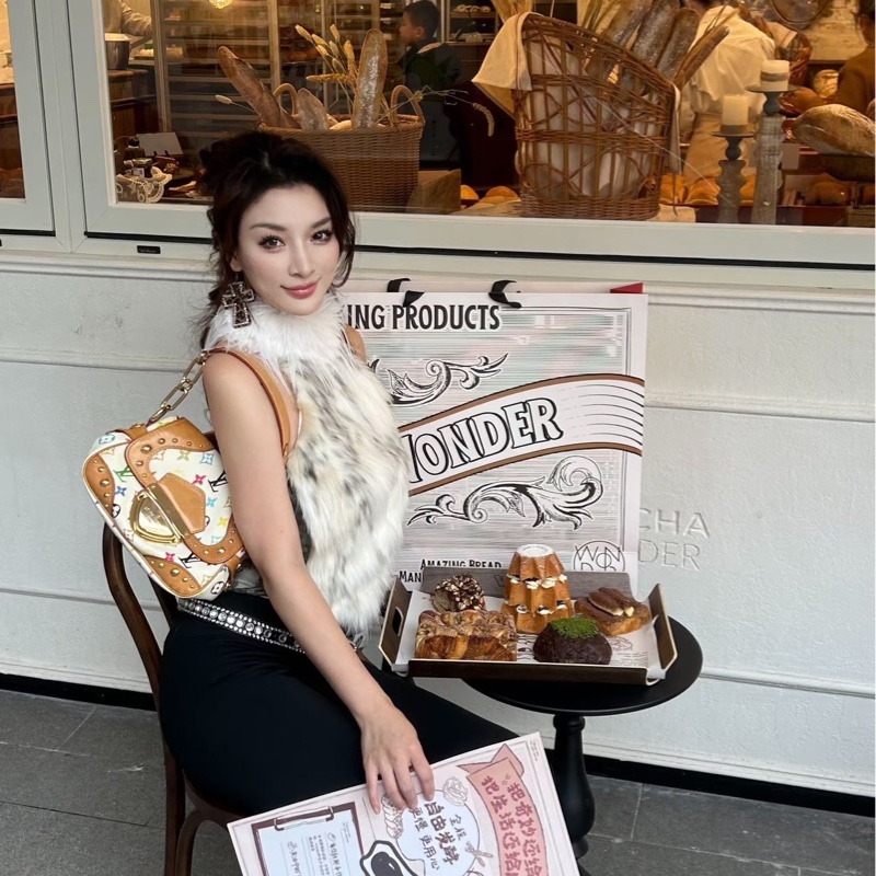 Lv/路易威登 中古白三彩夢露手提單肩包-7