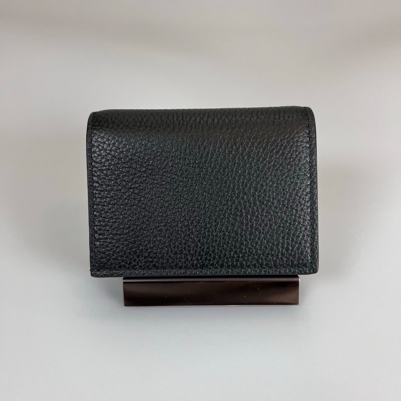 GUCCI 746059 黑皮革蛇紋對折短夾-1