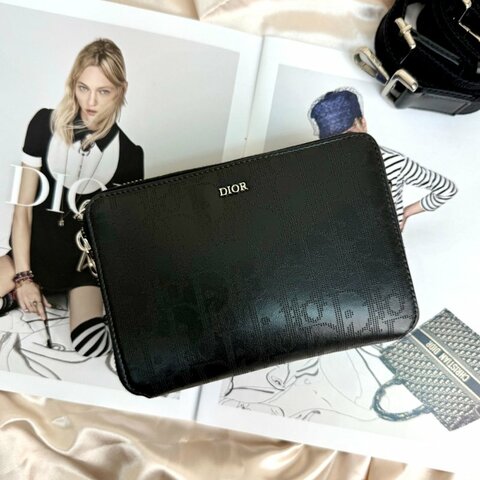 Dior Oblique 黑色 老花 牛皮 印花