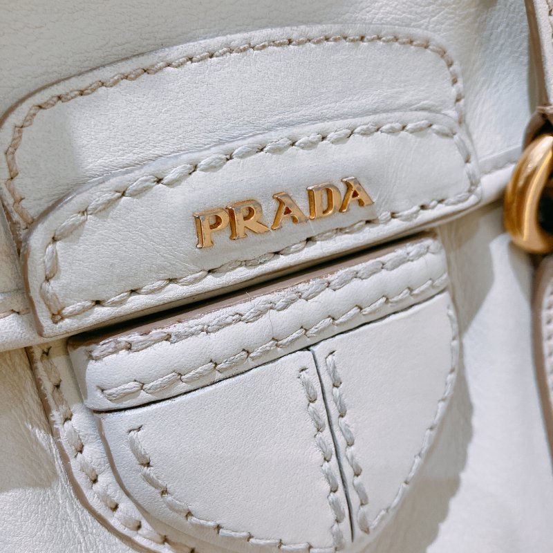 TK2060 Prada 普拉達兩用肩帶包包 Handbag Calfskin Cream White x GHW-11