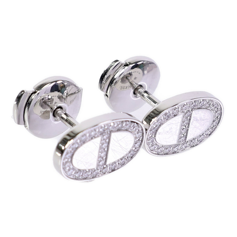 HERMES 18K白金Chaine d'ancre Contour Stud Earrings鑽石耳環-1