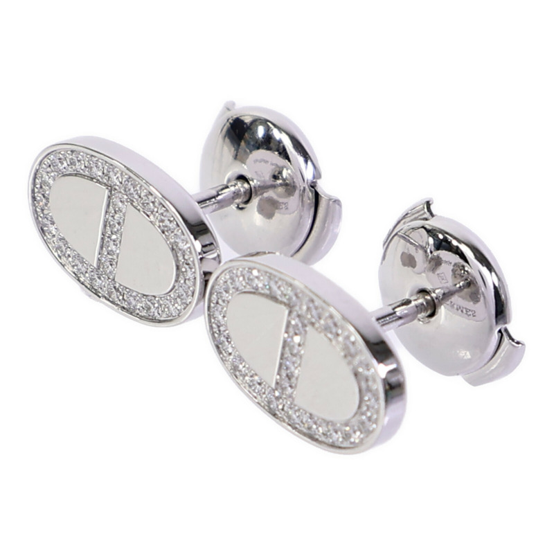 HERMES 18K白金Chaine d'ancre Contour Stud Earrings鑽石耳環-2