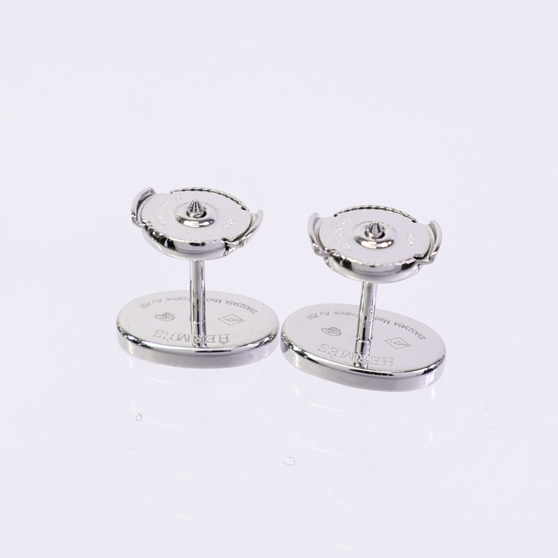 HERMES 18K白金Chaine d'ancre Contour Stud Earrings鑽石耳環-4
