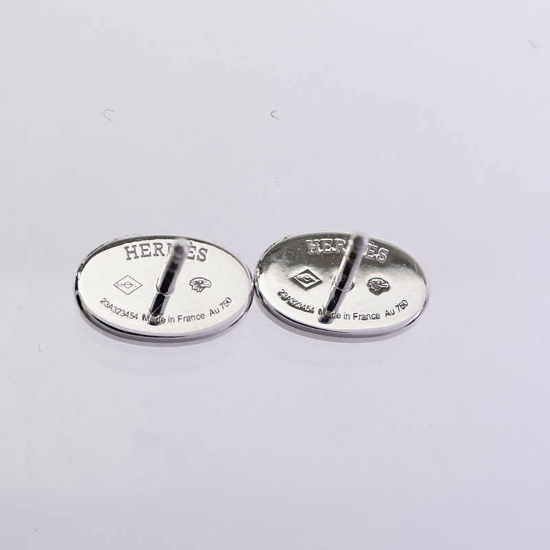 HERMES 18K白金Chaine d'ancre Contour Stud Earrings鑽石耳環-5