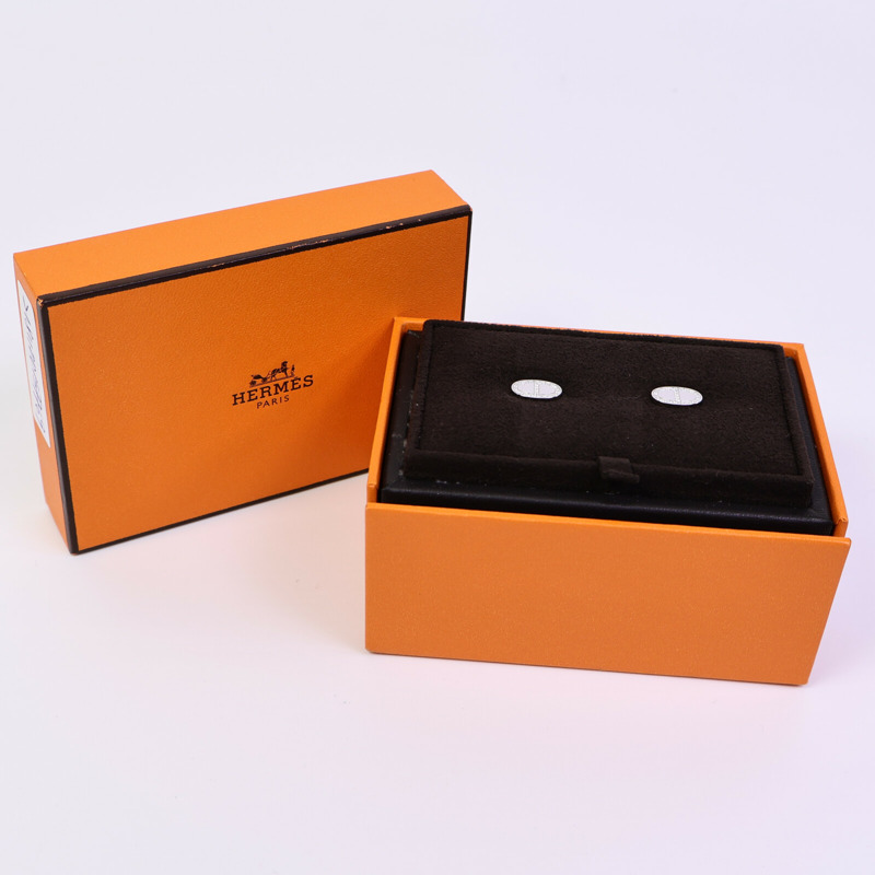 HERMES 18K白金Chaine d'ancre Contour Stud Earrings鑽石耳環-7