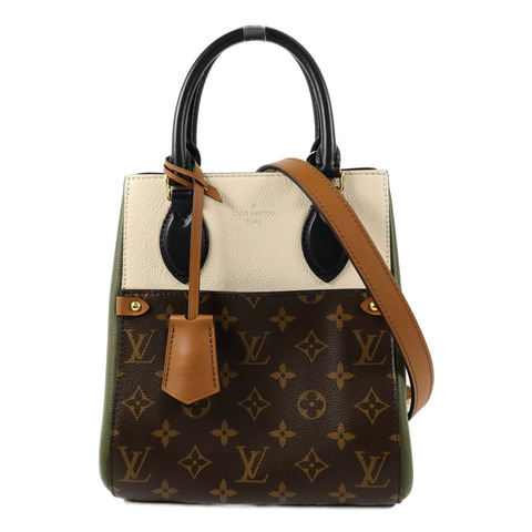 LOUIS VUITTON Monogram/牛皮皮革Fold Tote PM手挽肩背兩用袋