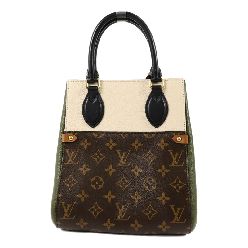 LOUIS VUITTON Monogram/牛皮皮革Fold Tote PM手挽肩背兩用袋-1