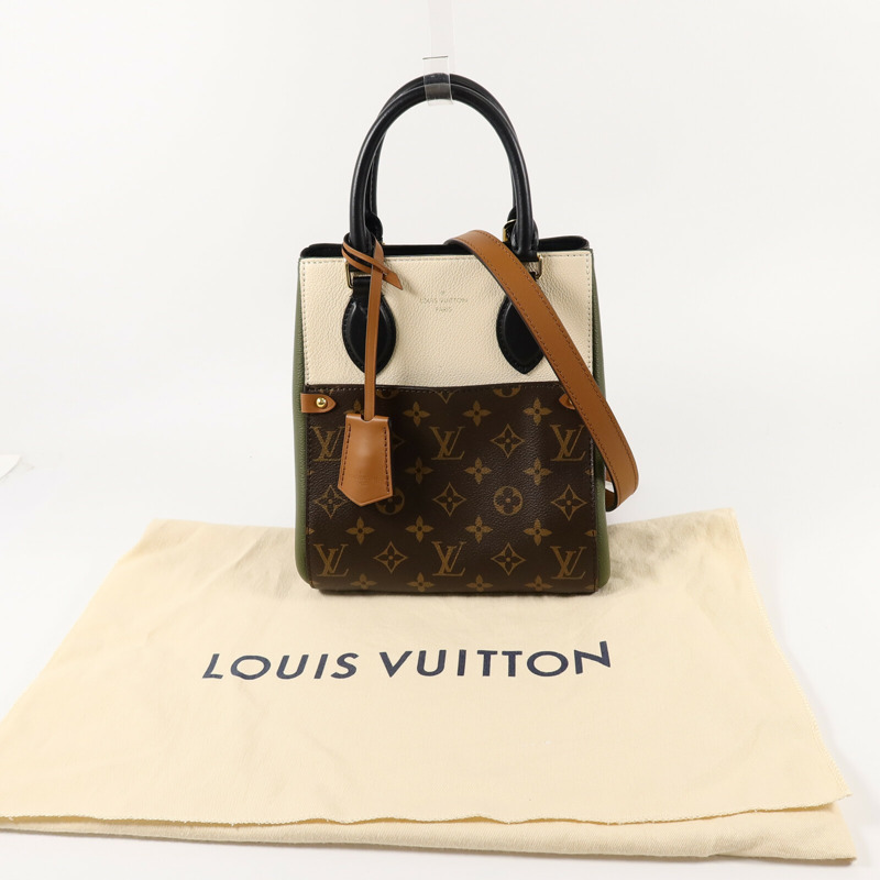 LOUIS VUITTON Monogram/牛皮皮革Fold Tote PM手挽肩背兩用袋-17