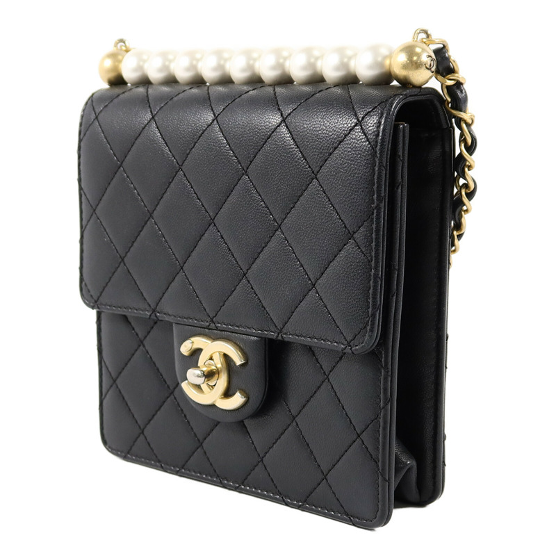 CHANEL 牛皮皮革Matelasse Pearl Chain Shoulder Bag鏈帶肩背袋-2
