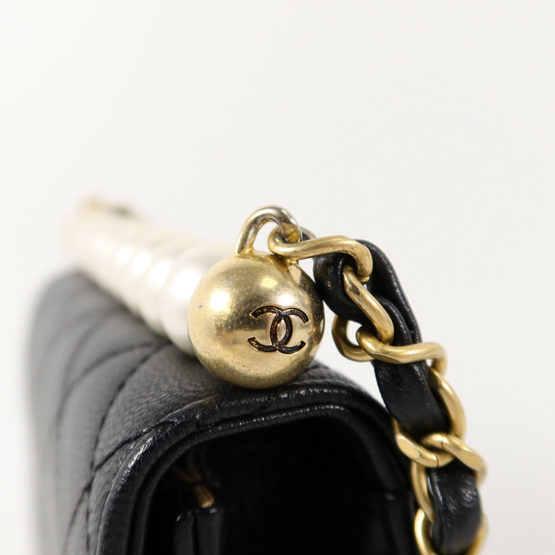 CHANEL 牛皮皮革Matelasse Pearl Chain Shoulder Bag鏈帶肩背袋-8