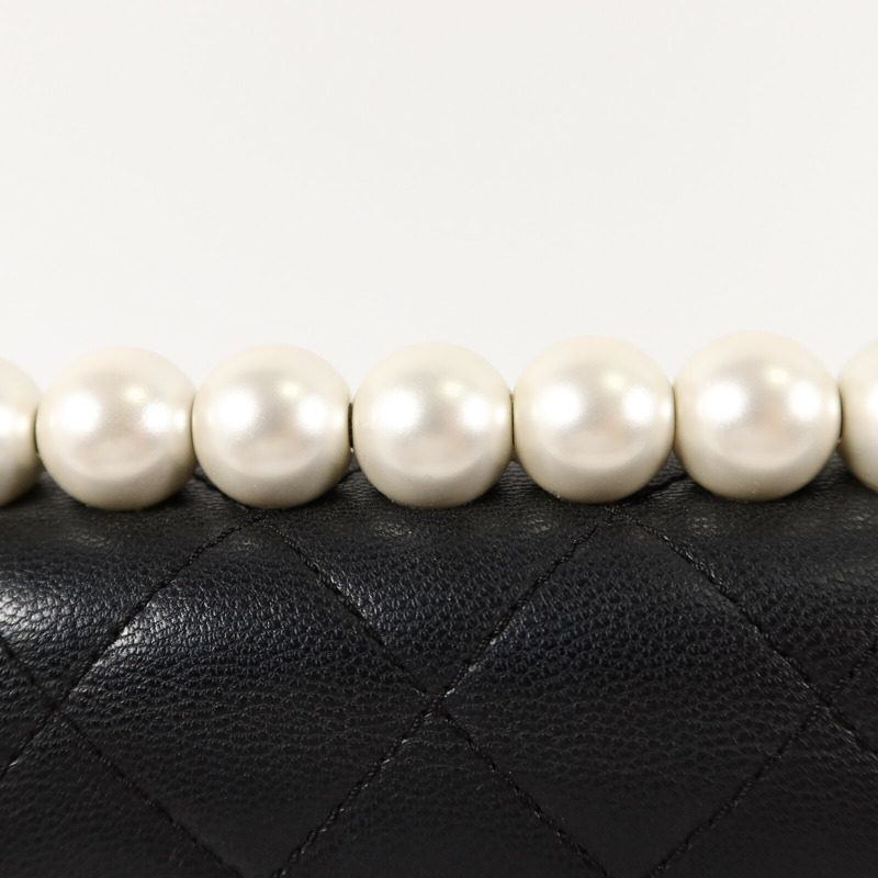 CHANEL 牛皮皮革Matelasse Pearl Chain Shoulder Bag鏈帶肩背袋-9