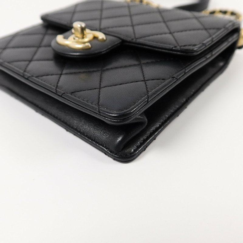 CHANEL 牛皮皮革Matelasse Pearl Chain Shoulder Bag鏈帶肩背袋-13