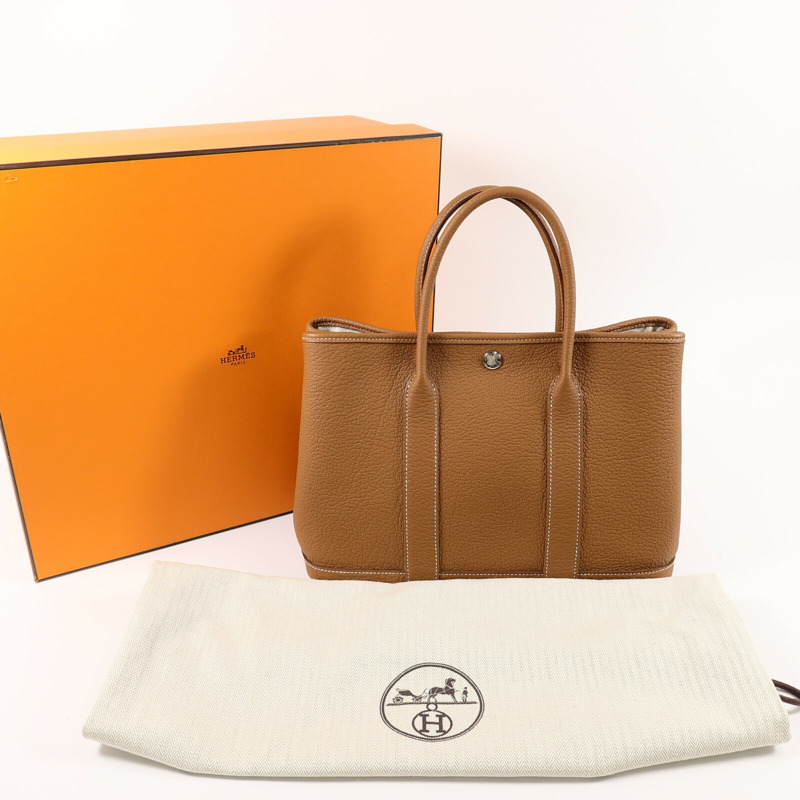 HERMES Negonda皮革Garden Party TPM手挽袋Gold-13