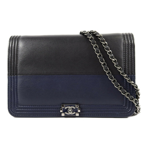 CHANEL 羊皮皮革Boy Wallet On Chain鏈帶肩背袋