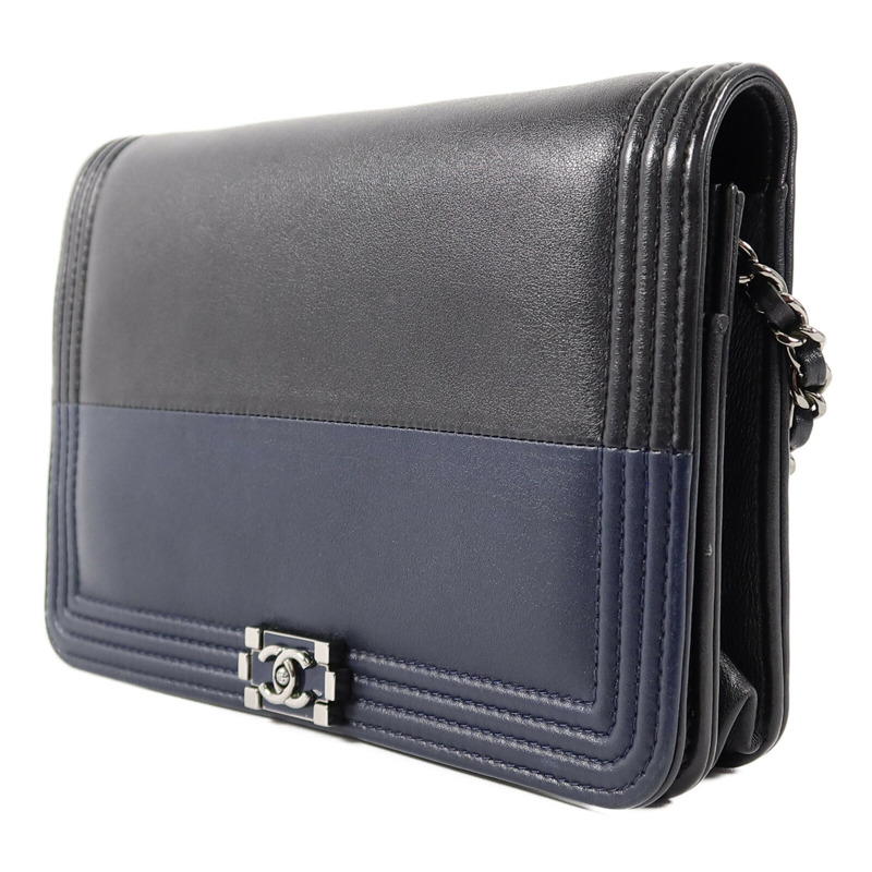 CHANEL 羊皮皮革Boy Wallet On Chain鏈帶肩背袋-2