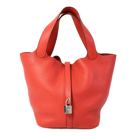 HERMES Clemence皮革Picotin MM手挽袋Rouge Pivoine