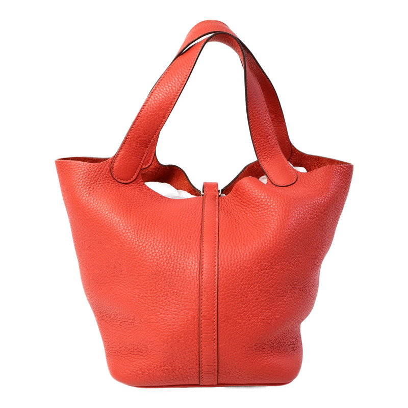 HERMES Clemence皮革Picotin MM手挽袋Rouge Pivoine-1