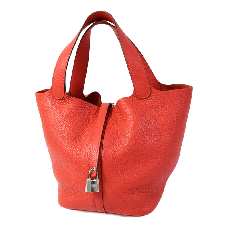 HERMES Clemence皮革Picotin MM手挽袋Rouge Pivoine-2