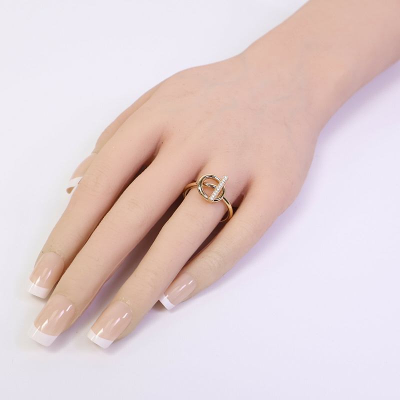 HERMES 18K玫瑰金Echappee Ring鑽石戒指-7