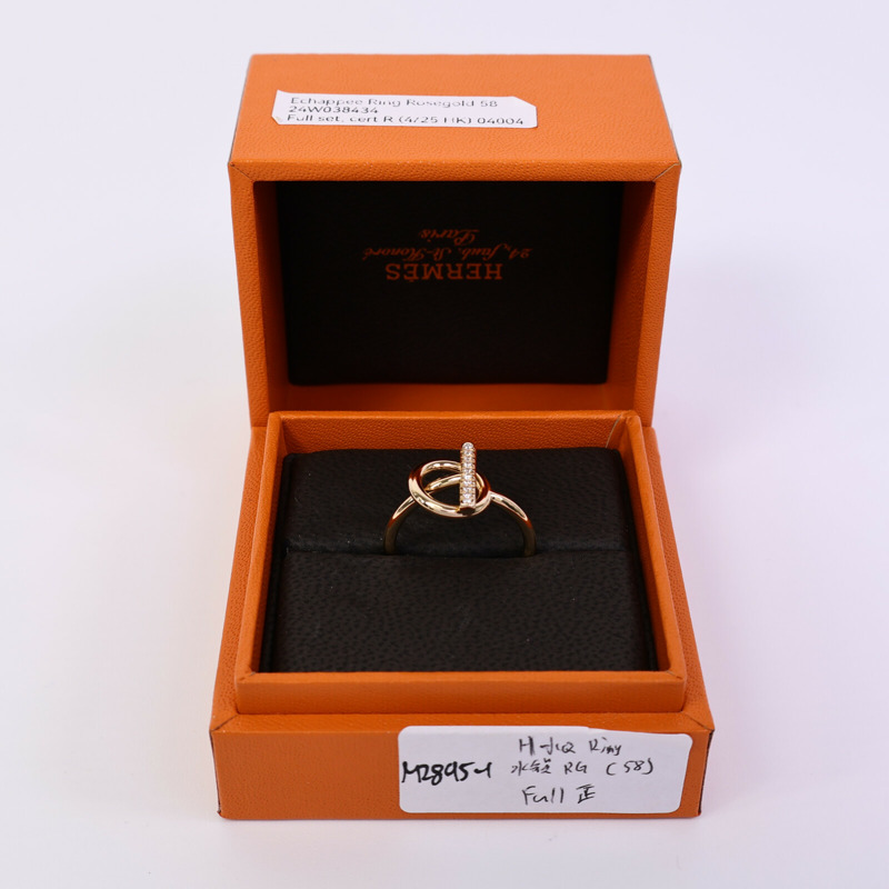HERMES 18K玫瑰金Echappee Ring鑽石戒指-9