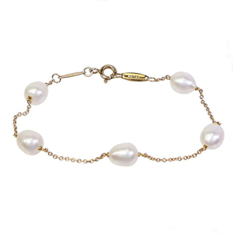 TIFFANY＆CO 18K黃金Pearls By The Yard Bracelet珍珠手鏈