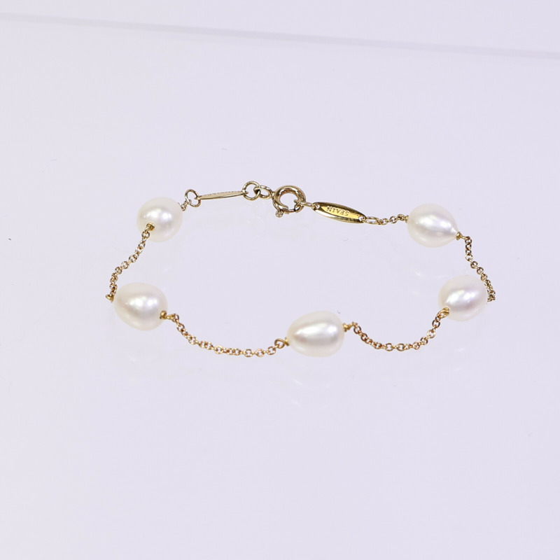 TIFFANY&CO 18K黃金Pearls By The Yard Bracelet珍珠手鏈-4