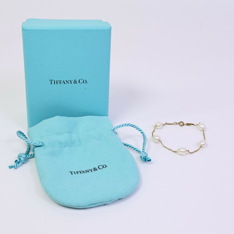 TIFFANY&CO 18K黃金Pearls By The Yard Bracelet珍珠手鏈-9