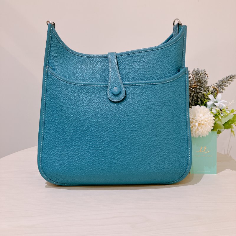 TK2061 Hermes 愛馬仕小號肩帶包包 Evelyne 29 TC Bleu Jean x PHW Stamp Square P-1