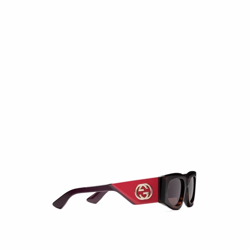 Gucci 女士 長方形鏡框太陽鏡均碼碼橋寬: 2.1cm; 鏡腿長: 14cm; 鏡片直徑: 3.4cm-2