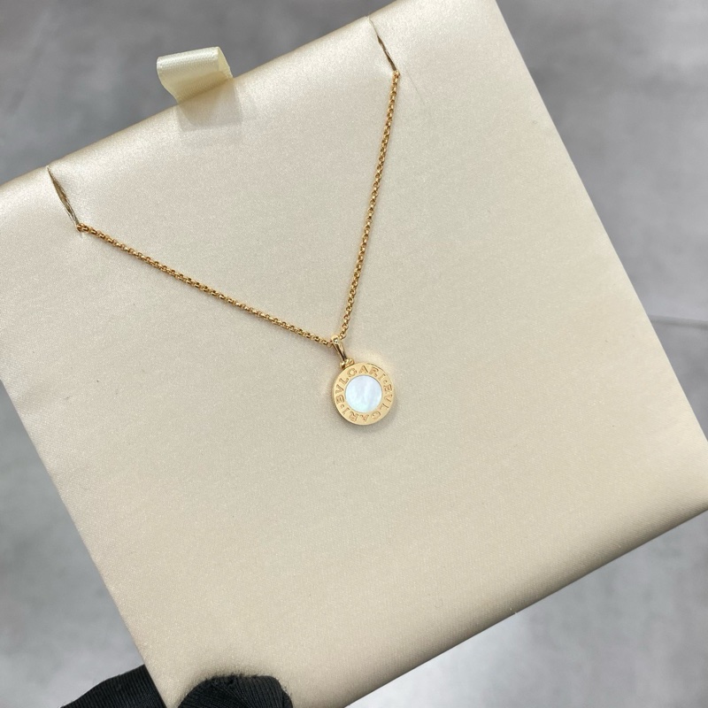 寶格麗 Bvlgari 白貝母雙面圓餅項鍊 玫瑰金-2