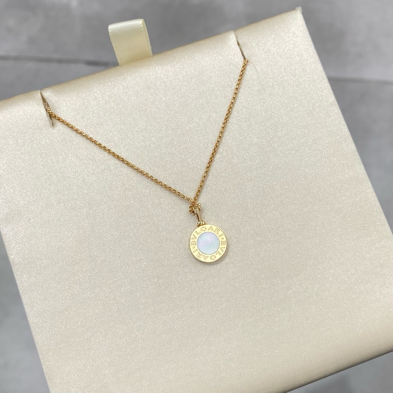 寶格麗 Bvlgari 白貝母雙面圓餅項鍊 玫瑰金-3
