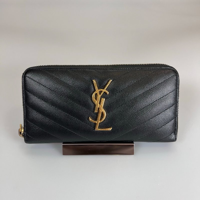 YSL 358094 黑金魚子醬ㄇ拉長夾-0