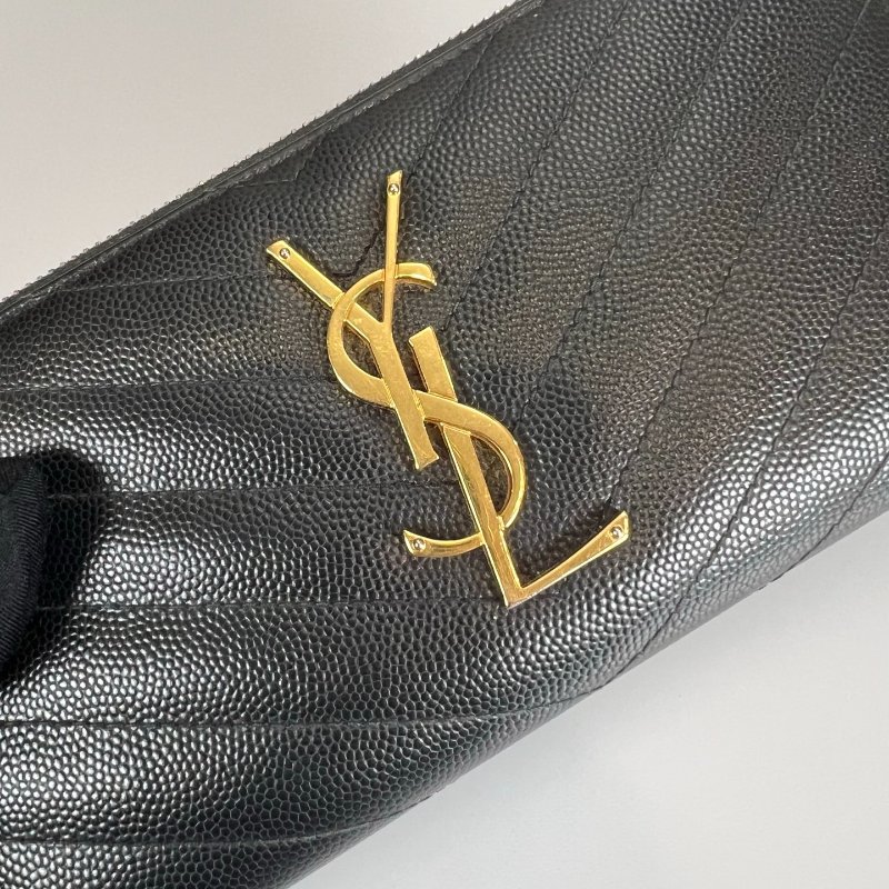 YSL 358094 黑金魚子醬ㄇ拉長夾-6