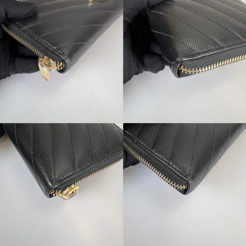 YSL 358094 黑金魚子醬ㄇ拉長夾-7
