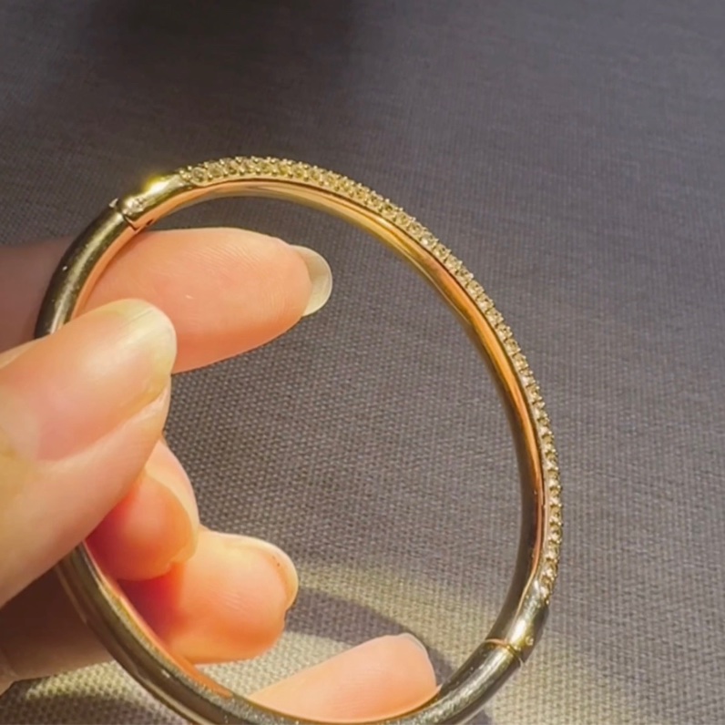 swarovski 施華洛世奇 水鑽手鐲 雪花密鑲 鍍玫瑰金色 S號-10